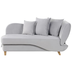 Right Hand Chaise Lounge MERI Velvet Light Grey with Storage