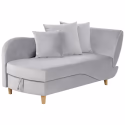 Right Hand Chaise Lounge MERI Velvet Light Grey with Storage