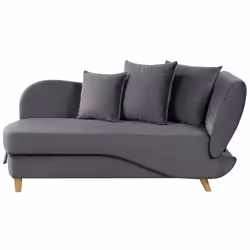 Right Hand Chaise Lounge MERI Velvet Dark Grey with Storage