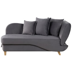 Right Hand Chaise Lounge MERI Velvet Dark Grey with Storage