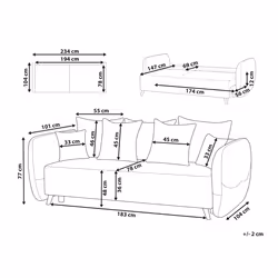 Sofa Bed VALLANES Velvet Light Brown with Storage 2 Seater