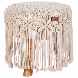 Footstool MacramÃ© NAWABAD Cotton Beige