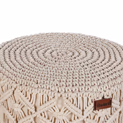 Footstool MacramÃ© NAWABAD Cotton Beige
