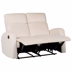 Manual Recliner Sofa VERDAL Velvet Off-White 2 Seater