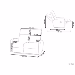 Manual Recliner Sofa VERDAL Velvet Off-White 2 Seater