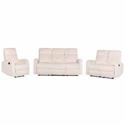 Electric Recliner Living Room Set VERDAL Velvet Off-White 6 Seater