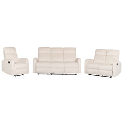 Electric Recliner Living Room Set VERDAL Velvet Off-White 6 Seater