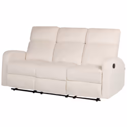 Electric Recliner Living Room Set VERDAL Velvet Off-White 6 Seater