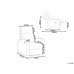 Electric Recliner Chair VERDAL Velvet Off-White