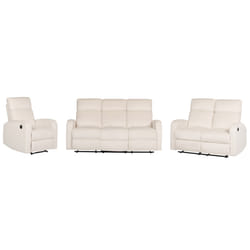 Electric Recliner Living Room Set VERDAL Velvet Off-White 6 Seater