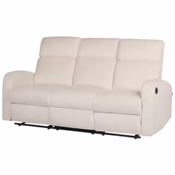Electric Recliner Living Room Set VERDAL Velvet Off-White 6 Seater