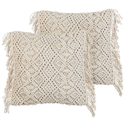 Set of 2 Decorative Cushions PATTAN Cotton 45 x 45 cm Beige Geometric Pattern