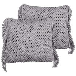 Set of 2 Decorative Cushions BESHAM Cotton 45 x 45 cm Grey Geometric Pattern