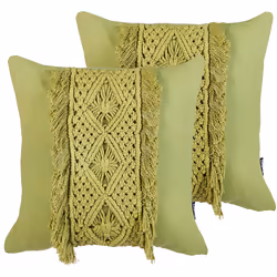 Set of 2 Decorative Cushions KALAM Cotton 45 x 45 cm Green Geometric Pattern