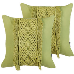 Set of 2 Decorative Cushions KALAM Cotton 45 x 45 cm Green Geometric Pattern