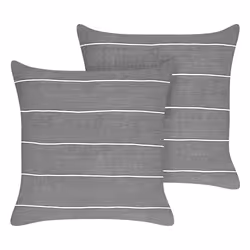 Set of 2 Decorative Cushions MILAS Linen 50 x 50 cm Grey Striped