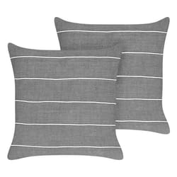 Set of 2 Decorative Cushions MILAS Linen 50 x 50 cm Grey Striped