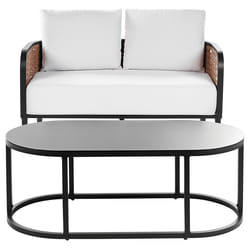 Garden Lounge Set with Table 2 Seater MONTEFALCO Metal White