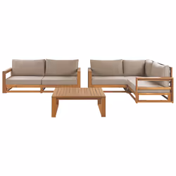Garden Lounge Set with Table 4 Seater TIMOR Modular Certified Acacia Wood Light Brown