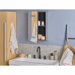 Bathroom Wall Mounted Mirror Cabinet LED MALASPINA 40 cm 60 cm Black