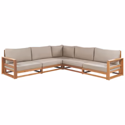 Garden Corner Sofa with Table 5 Seater TIMOR Modular Certified Acacia Wood Light Brown
