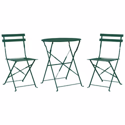 Bistro Set Folding FIORI Metal Dark Green Green