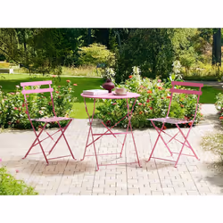 Bistro Set Folding FIORI Metal Pink