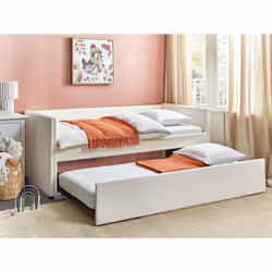Trundle Bed Boucle TROYES 90 x 200 cm (EU Single) Light Beige