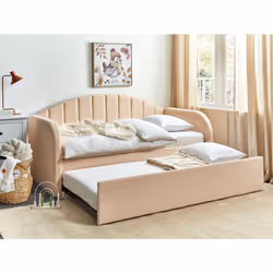 Trundle Bed Boucle EYBURIE 90 x 200 cm (EU Single) Peach Pink