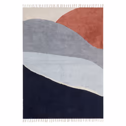 Cotton Area Rug 140 x 200 cm Multicolour and Blue XINALI