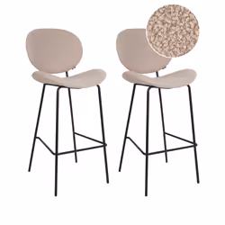Set of 2 Bar Chairs LUANA Boucle Light Beige