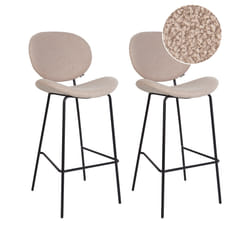 Set of 2 Bar Chairs LUANA Boucle Light Beige