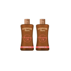 Hawaiian Tropic Glowing Tanning Oil, 200ml, Tropical Scent with Vitamin E, Vegan (Pack of 2)