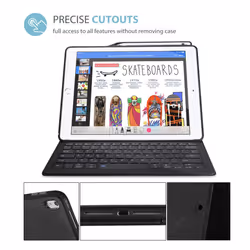iPad Pro 12.9" 2017/2015 Keyboard Case, Built-in Apple Pencil Holder, Lightweight Folio Stand Protective Smart Book Cover with Wireless Keyboard for