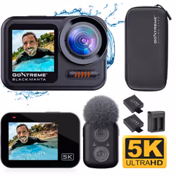 GoXtreme Black Manta Ultra HD 5K Waterproof Action Camera - Black, 5K Ultra HD, 24 MP, 30 fps, Wi-Fi, 1050 mAh, 122 g