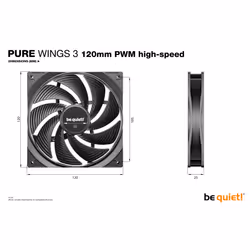 be quiet! Pure Wings 3 120 mm PWM high-speed Triple Pack Computer case Fan 12 cm Black 3 pc(s) - Additional view 5