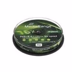 MediaRange MR453. Native capacity: 4.7 GB. Type: DVD+R. Optical disc diameter: 120 mm. DVD+R write speed: 16x. Package type: ...