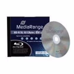 MediaRange MR506. Type: BD-R. Native capacity: 50 GB. Optical disc diameter: 120 mm. BD-R write speed: 6x. Package type: jewe ...