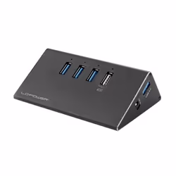 LC-Power LC-HUB-ALU-2B-4, USB 3.2 Gen 1 (3.1 Gen 1) Type-A, USB 3.2 Gen 1 (3.1 Gen 1) Type-A, 5000 Mbit/s, Black, Aluminium, ...