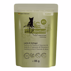 Catz finefood 008913, Any breed, Poultry, Salmon, 85 g, Grain free, Soy free, No artificial colours