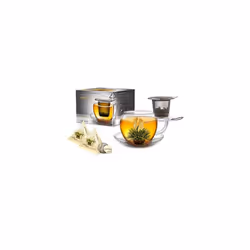 2XL Tea Cup with Handle Jumbo with Integrated Stainless Steel Sieve Lid and Saucer in A Set with 2 Erbloomteelini 450Ml Trans ...