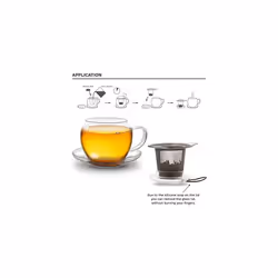 2XL Tea Cup with Handle Jumbo with Integrated Stainless Steel Sieve Lid and Saucer in A Set with 2 Erbloomteelini 450Ml Transparent 3 Piece Set