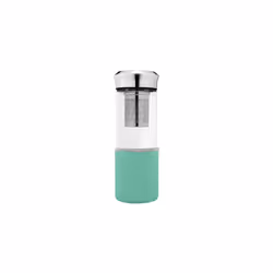 Teamaker Tea Bottle to go from Glass with Strainer for Loose Tea 400ml Turquoise