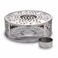 Creano Silver Teapot warmer "Leaf" made of stainless steel with tea light holder