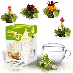 creano Bloomning Tea gift Set with Tea glass 7oz and 8 Tea Flowers in