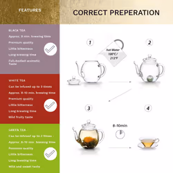 Creano Tea Flowers Mix Golden Gift Set Blooming Tea with Glass Teapot