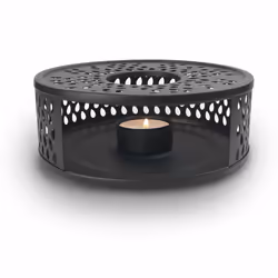 Creano black "Leaf" teapot warmer made of stainless steel with tea light holder