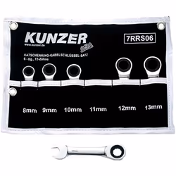 Ratchet Ring Open-ended Spanner Set; KUNZER; 72 6 8, 9, 10, 11, 12, 13 «Stubby»