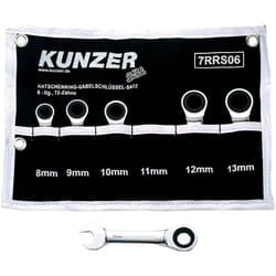 KUNZER 7RRS06 Ratchet Ring Open-ended Spanner Set 72 6 8, 9, 10, 11, 12, 13  «Stubby»