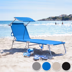 TecTake 400656 beach chair Beige Polyester, Steel